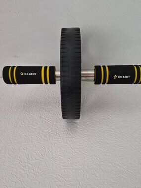 US Army Ab Wheel Roller Exerciser Black Yellow Officially Licensed Merchandise